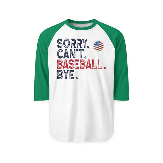 Sorry Can't Baseball Bye | Unisex Three-Quarter Sleeve Raglan Shirt - Stars & Stripes
