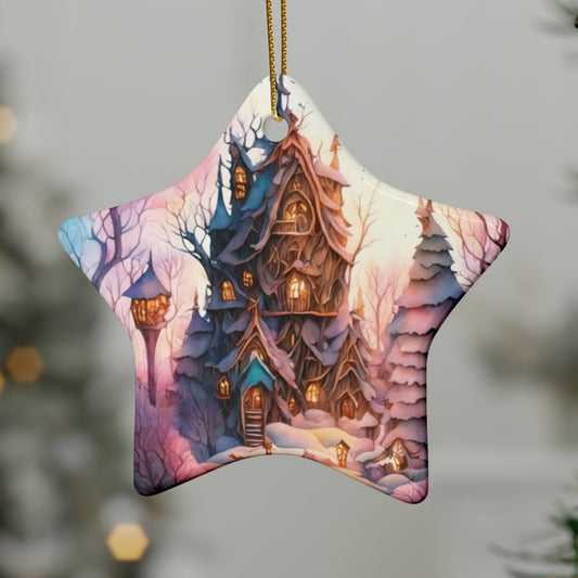 Idyllic Fantasy Christmas Scene | Ceramic Ornaments (1pcs, 5pcs, 10pcs, 20pcs) - 12