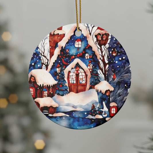 Idyllic Fantasy Christmas Scene | Ceramic Ornaments (1pcs, 5pcs, 10pcs, 20pcs) - 20
