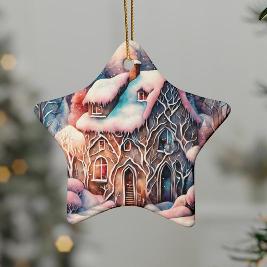 Idyllic Fantasy Christmas Scene | Ceramic Ornaments (1pcs, 5pcs, 10pcs, 20pcs) - 9