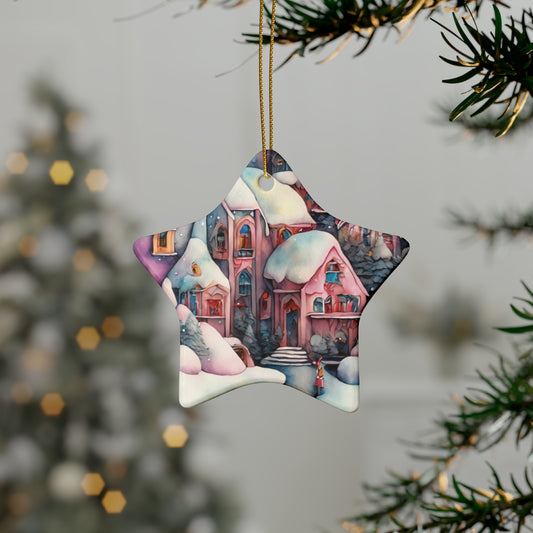 Idyllic Fantasy Christmas Scene | Ceramic Ornaments (1pcs, 5pcs, 10pcs, 20pcs) - 10
