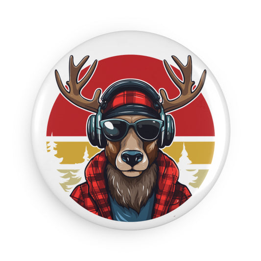 Moose on a Magnet - WHITE Button Magnet, Round (1 or 10 pcs)