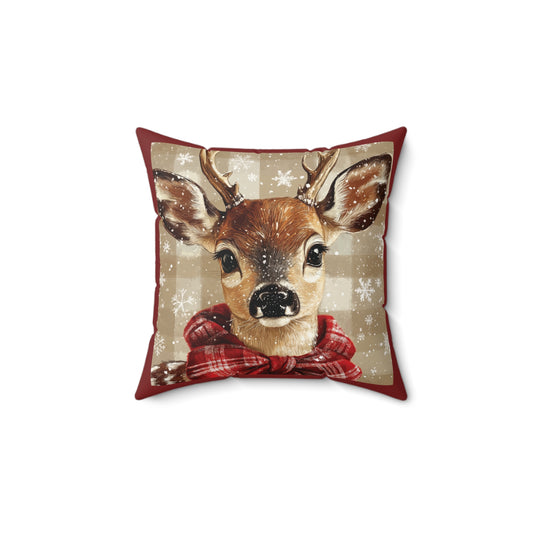 Christmas Deer | Faux Suede Square Throw Cushion - Pillowcase + Pillow Insert