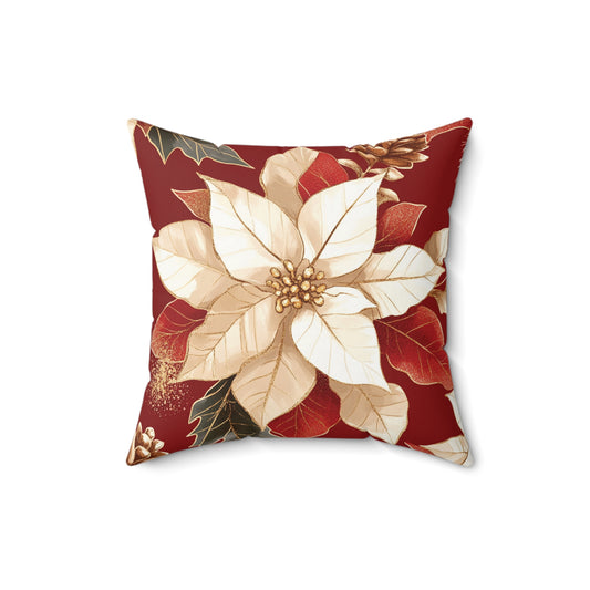 Creamy Poinsettia - Faux Suede Square Cover & Pillow 14x14"