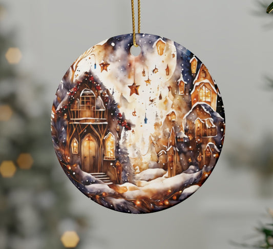 Idyllic Fantasy Christmas Scene | Ceramic Ornaments (1pcs, 5pcs, 10pcs, 20pcs) - 18