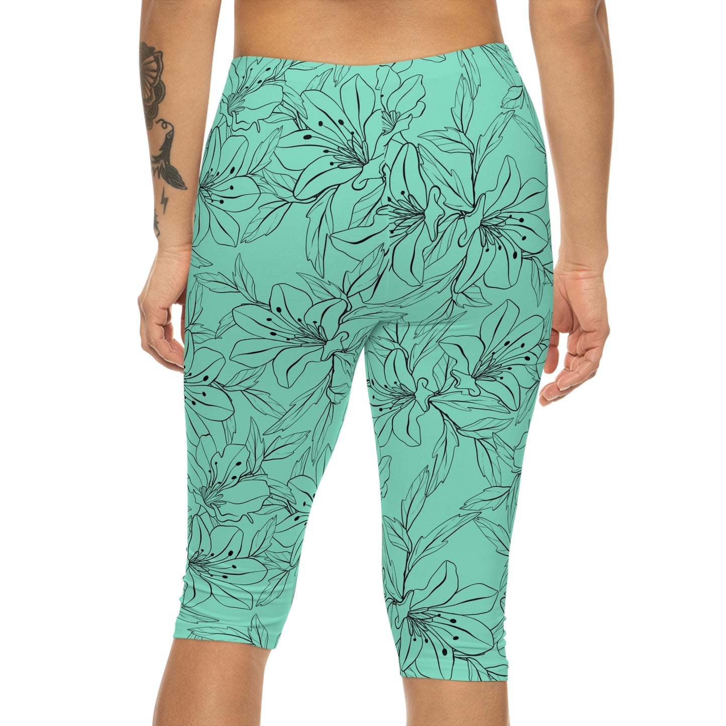 Spring Orchids Collection | Women’s Capri Mid-Rise Leggings Activewear - Comfort That Moves With You