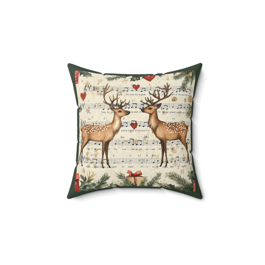 O Holy Night Christmas Deer - Faux Suede Square Pillow 14x14"