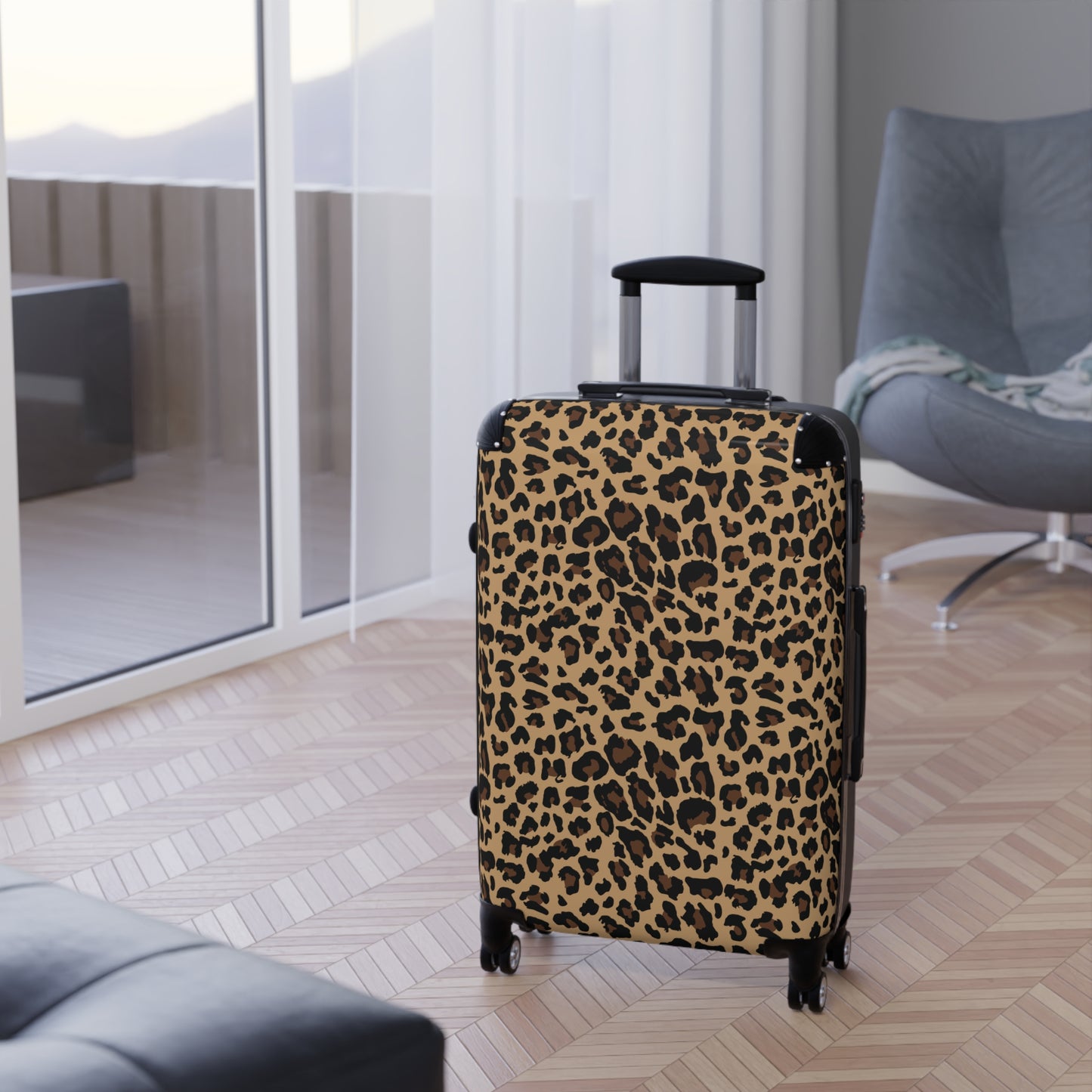 Classic Leopard Print Suitcases Available in 3 Sizes (Small, Medium, & Large)