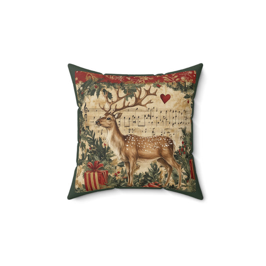 Vintage Deer Heart Holly - Spun Polyester Square Pillow 14x14"