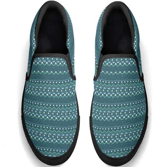 Mens Blue Patterned Rubber Loafers