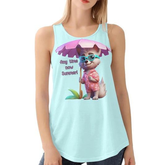 Any time now Summer! - Women's Loose Racerback Tank Top - Waiting for summer can be hard.
