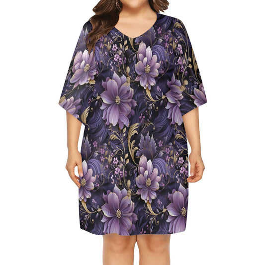 Various Patterns - Women's V-Neck Plus Size Loose Muumuu House Dress