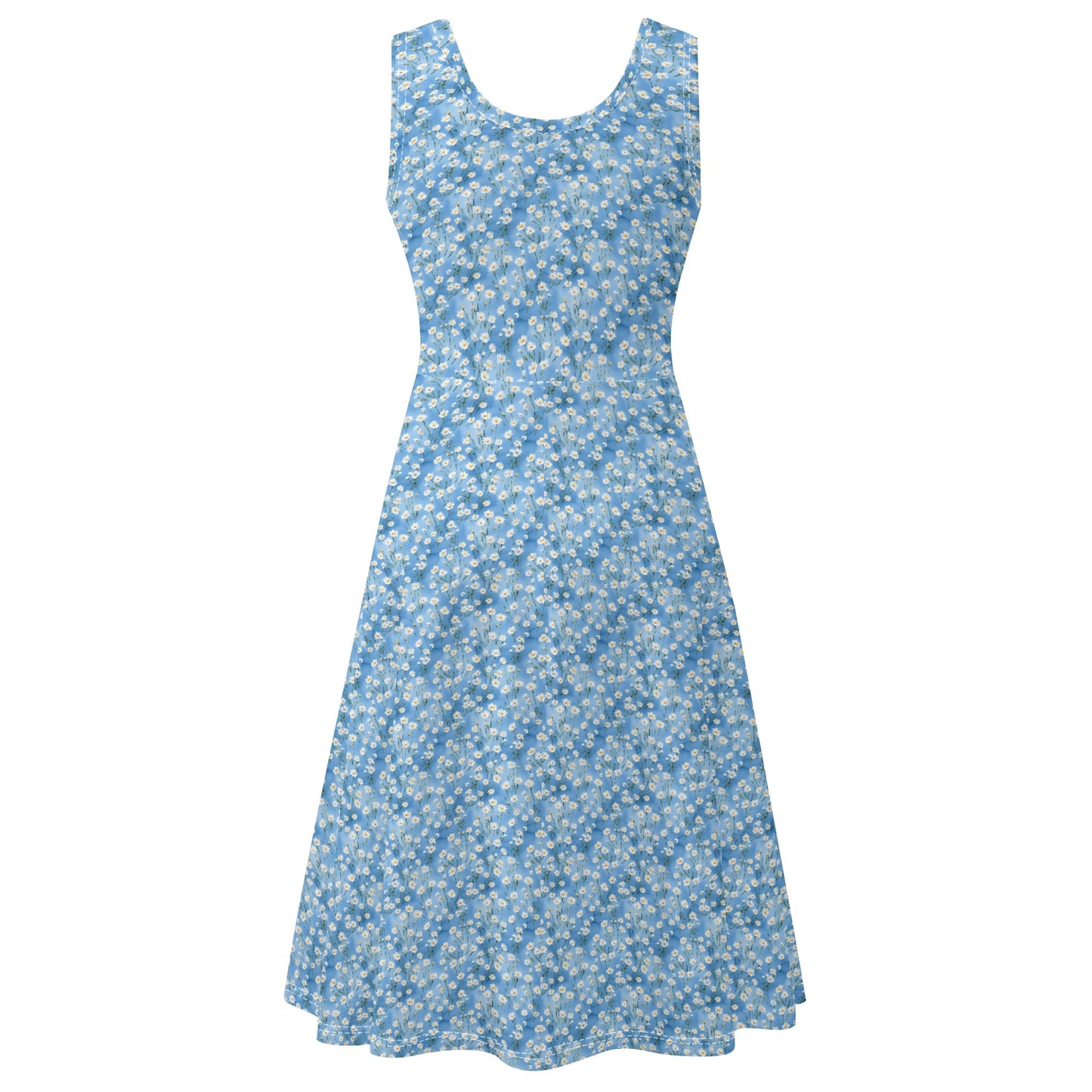 Daisies | Womens Tank A-Line Sundress with Pockets - Effortless Comfort & Style - In Blue