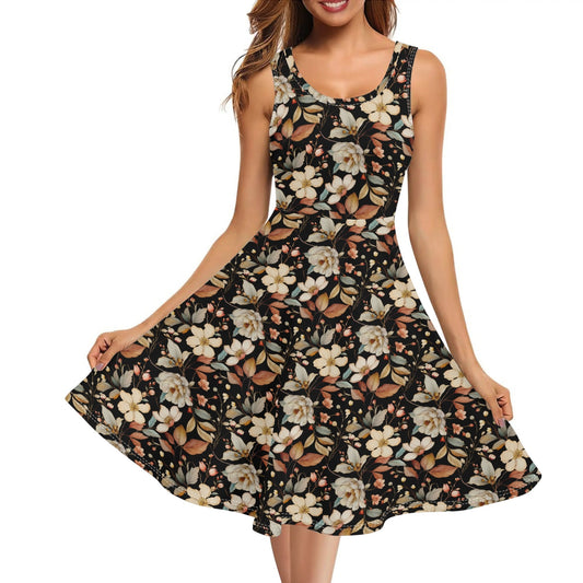 Cottagecore Florals | Womens Tank A-Line Sundress with Pockets - Effortless Comfort & Style