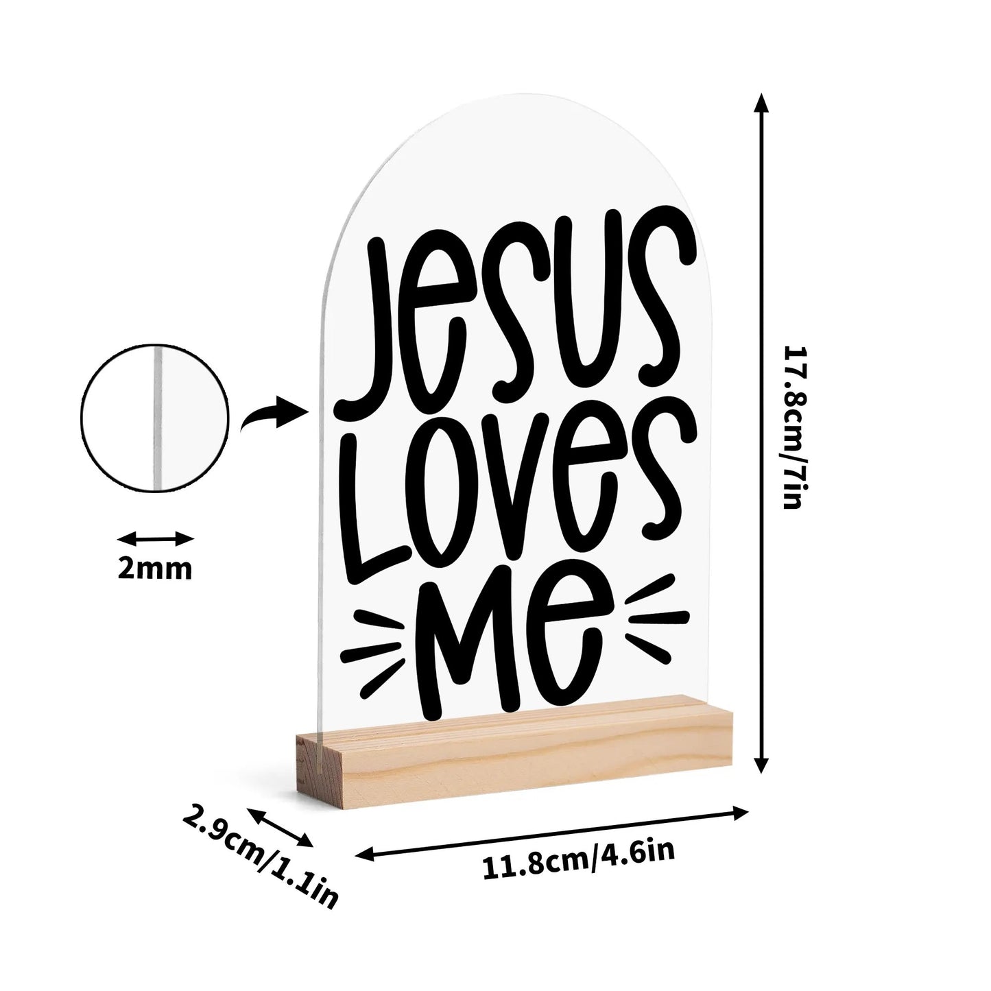 Christian Inspired - Lightweight Arch Acrylic Table Sign with Wood Stand