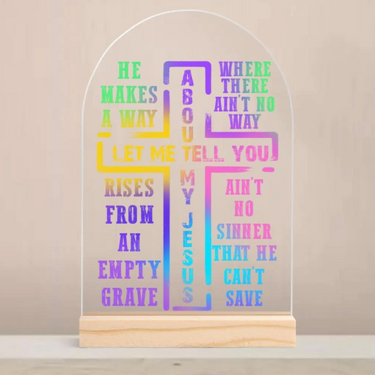 Christian Inspired - Lightweight Arch Acrylic Table Sign with Wood Stand