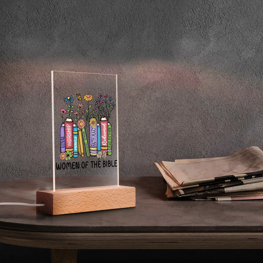 Women of the Bible - LED Acrylic Night Light and Wooden Base Table Décor