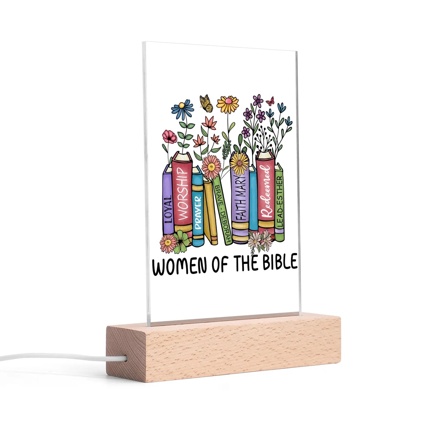 Women of the Bible - LED Acrylic Night Light and Wooden Base Table Décor