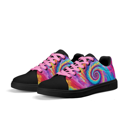 Tie-Dye Rainbow - Adult Lightweight Low Top Canvas Fashion Skateboard Shoes (Choose Lace Colour)
