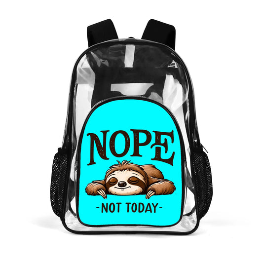 Nope Not Today - Stadium Approved Clear Backpack, Heavy Duty PVC Design for College, Work & Travel, with Adjustable Straps & Quick Security Check