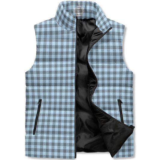 Pastel Black Buffalo Plaid Puffer Vests - Unisex, All-Weather Protection with Zip Closure