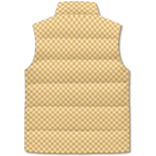Pastel White Buffalo Plaid Puffer Vest - Unisex, All-Weather Protection with Zip Closure
