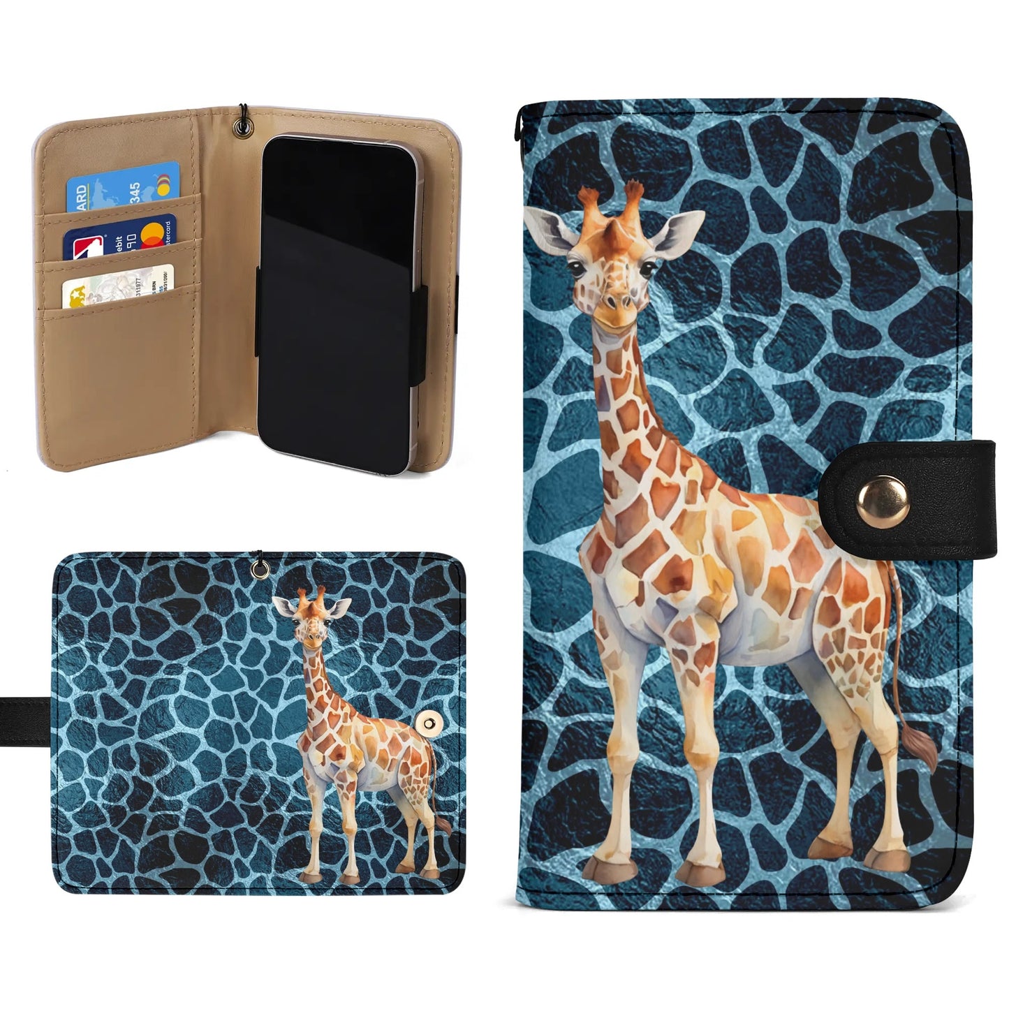 Giraffe Blue Giraffe Print | Flip Phone Wallet Case – Stylish Protection & Function
