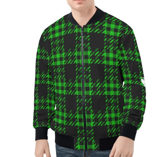 Black Buffalo Plaid Mens Truly Canadian Zip-Up Bomber Jacket