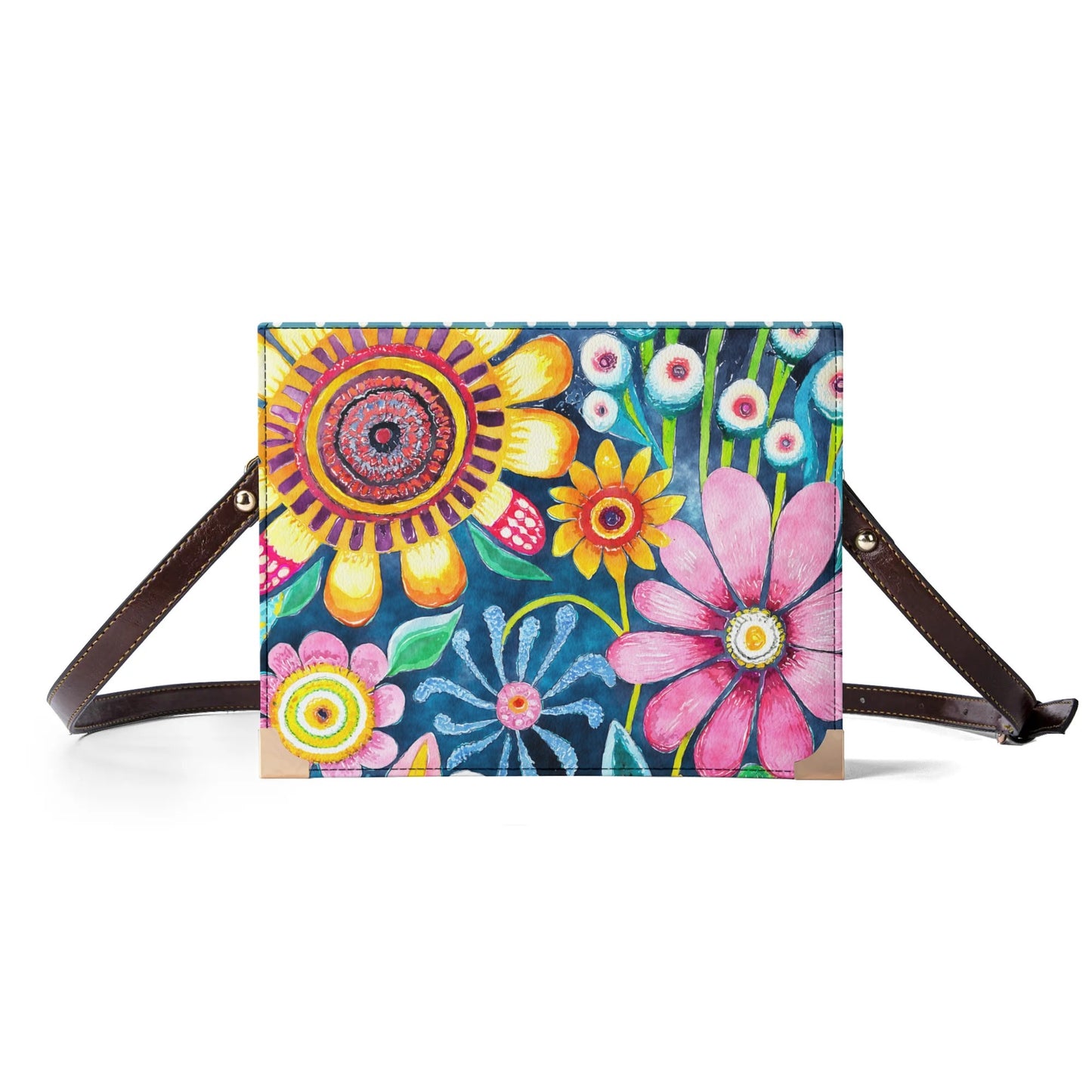 Floral Doodle | Crossbody Bible Bag - Hands-Free Book Carrier