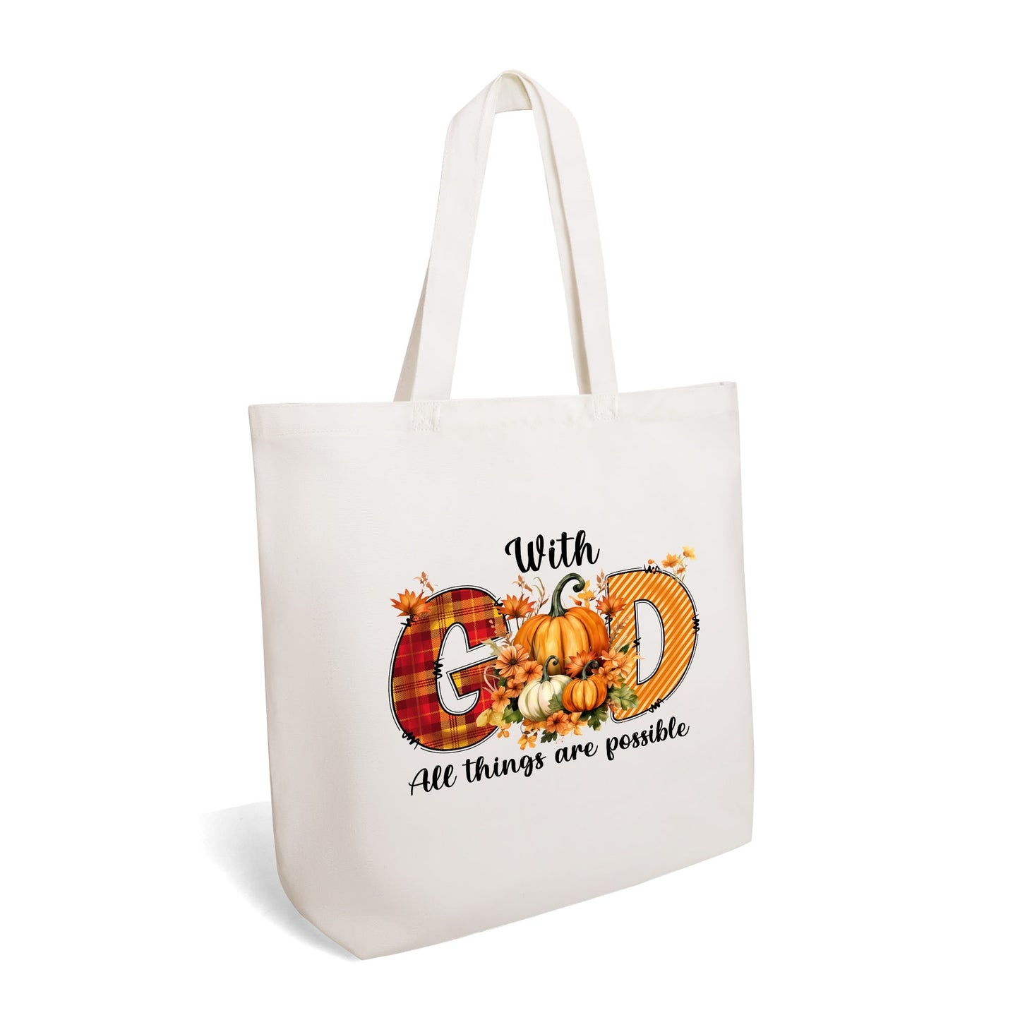 With God All Things Are Possible | Eco-Friendly Cotton Tote Bag – Spacious & Durable Design