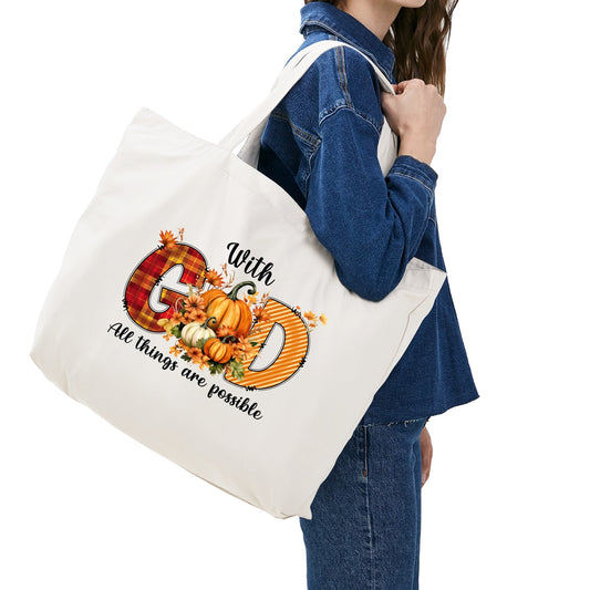 With God All Things Are Possible | Eco-Friendly Cotton Tote Bag – Spacious & Durable Design