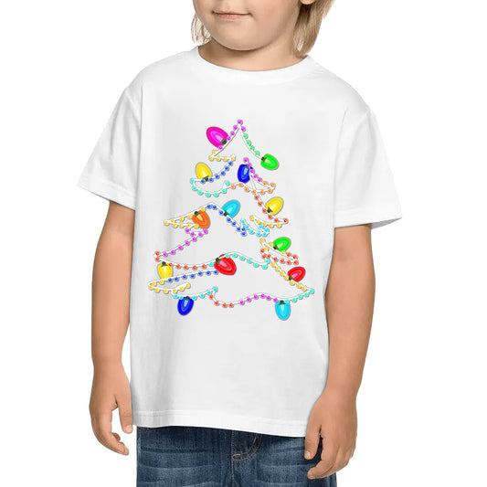 Twinkling Lights Christmas Tee - Kids 100% Soft Cotton T-Shirt