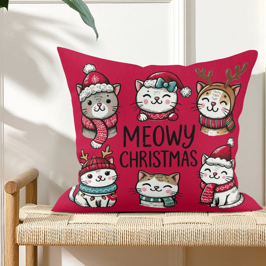 Meowy Christmas - 18x18 Fun Cat Soft Fleece Pillow Case
