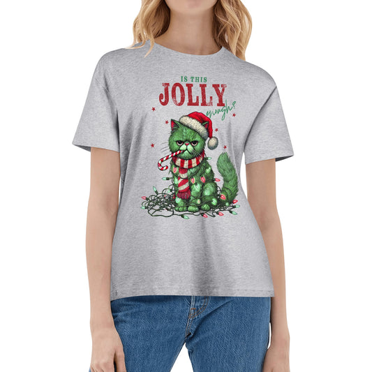 Is This Jolly Enough - Womens Super Soft 100% Cotton T-Shirt - Funny Christmas Tee!