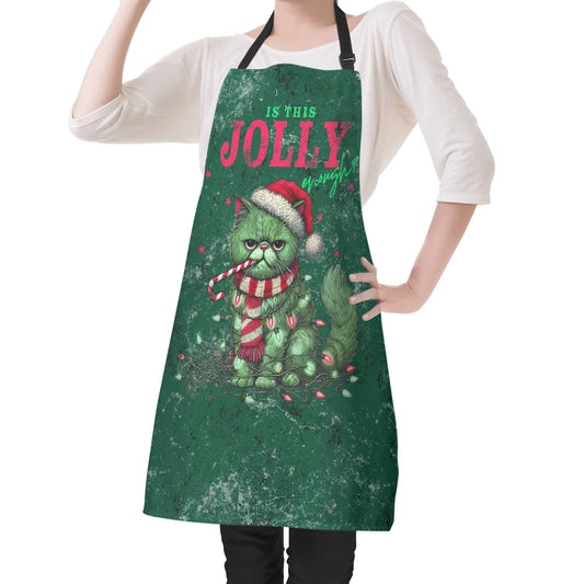 Is This Jolly Enough? | Humorous Seasonal Adult Apron - Grumpy Cat