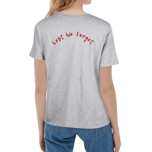 Lest We Forget Poppy - Women's Double-Sided Print 100% Soft Cotton Remembrance Day T-Shirt