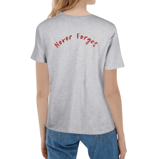 Lest We Forget Soldier - Women's Double-Sided Print 100% Soft Cotton Remembrance Day T-Shirt