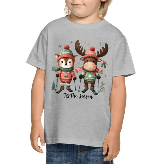 Tis The Season to SKI! Kids 100% Soft Cotton Winter T-Shirt