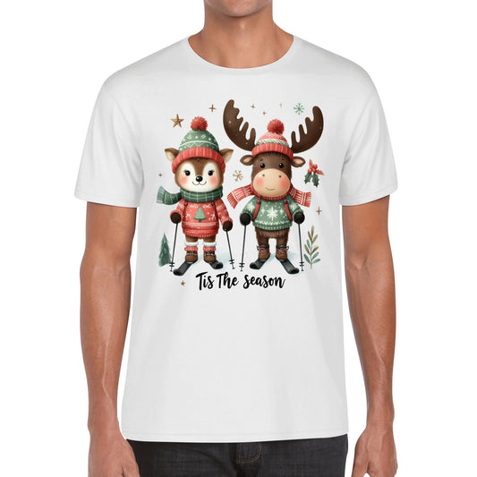 Tis The Season to SKI! Mens 100% Soft Cotton Winter T-Shirt