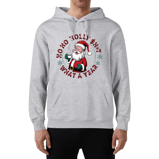 Ho Ho Holly $h*t What A Year - Men's 100% Soft Cotton Hoodie - Santa Spills the Tea – What a Year!