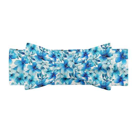 Blue Floral - Bow Headband Hairband for Newborn Babies
