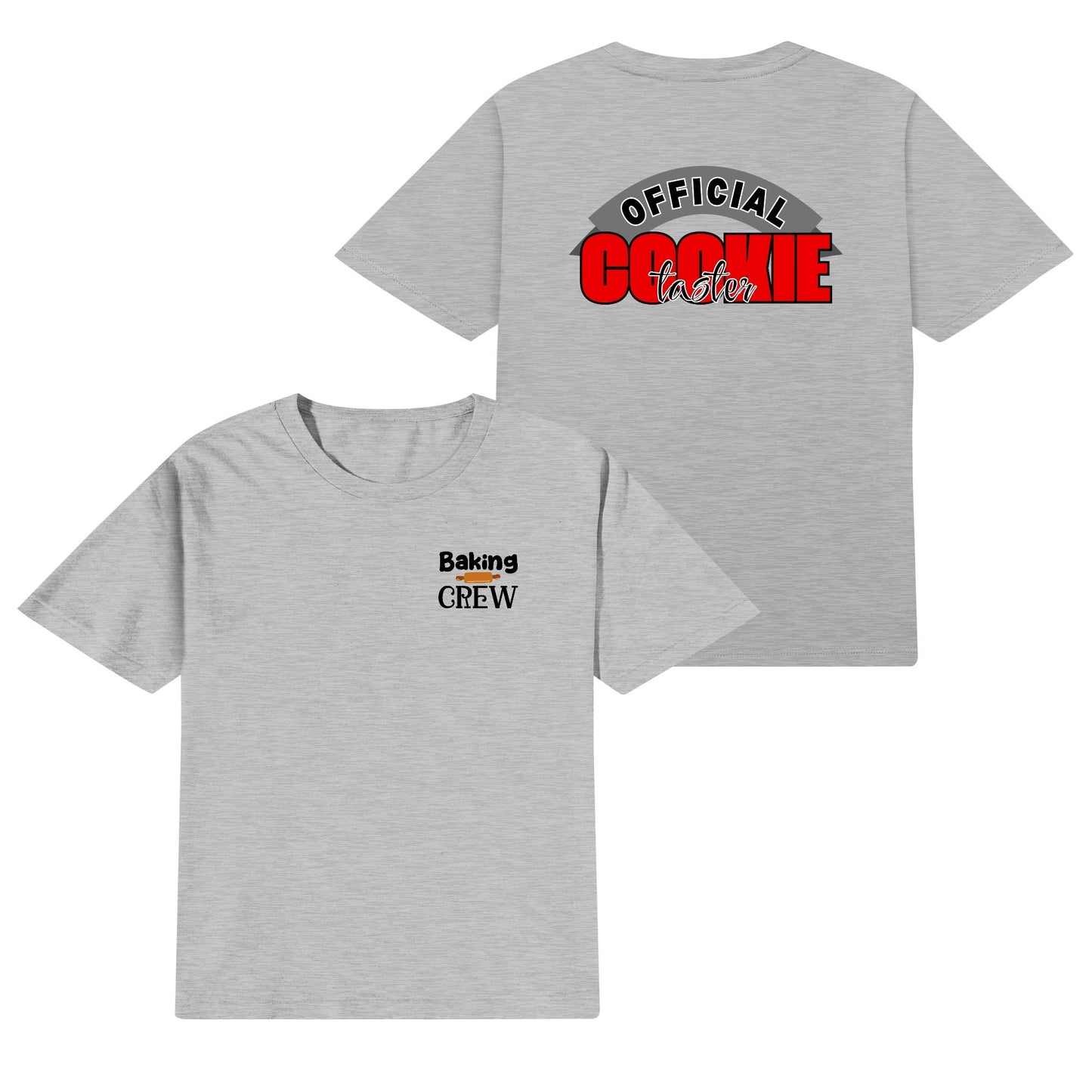 Baking Crew - Official Cookie Taster Kids 100% Soft Cotton Front & Back Printed Fun T-Shirt