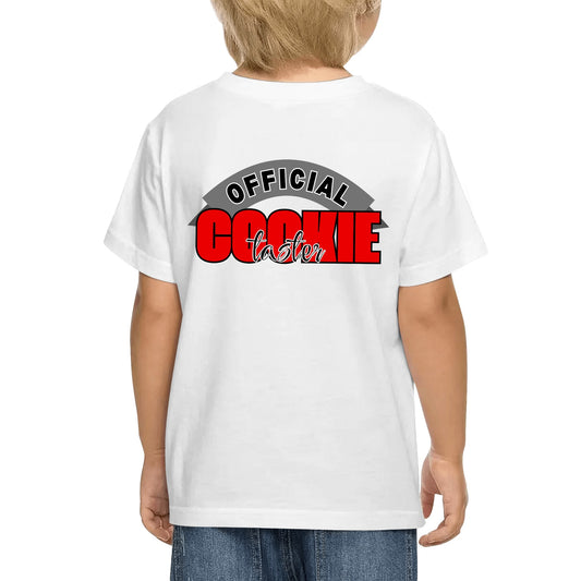 Baking Crew - Official Cookie Taster Kids 100% Soft Cotton Front & Back Printed Fun T-Shirt