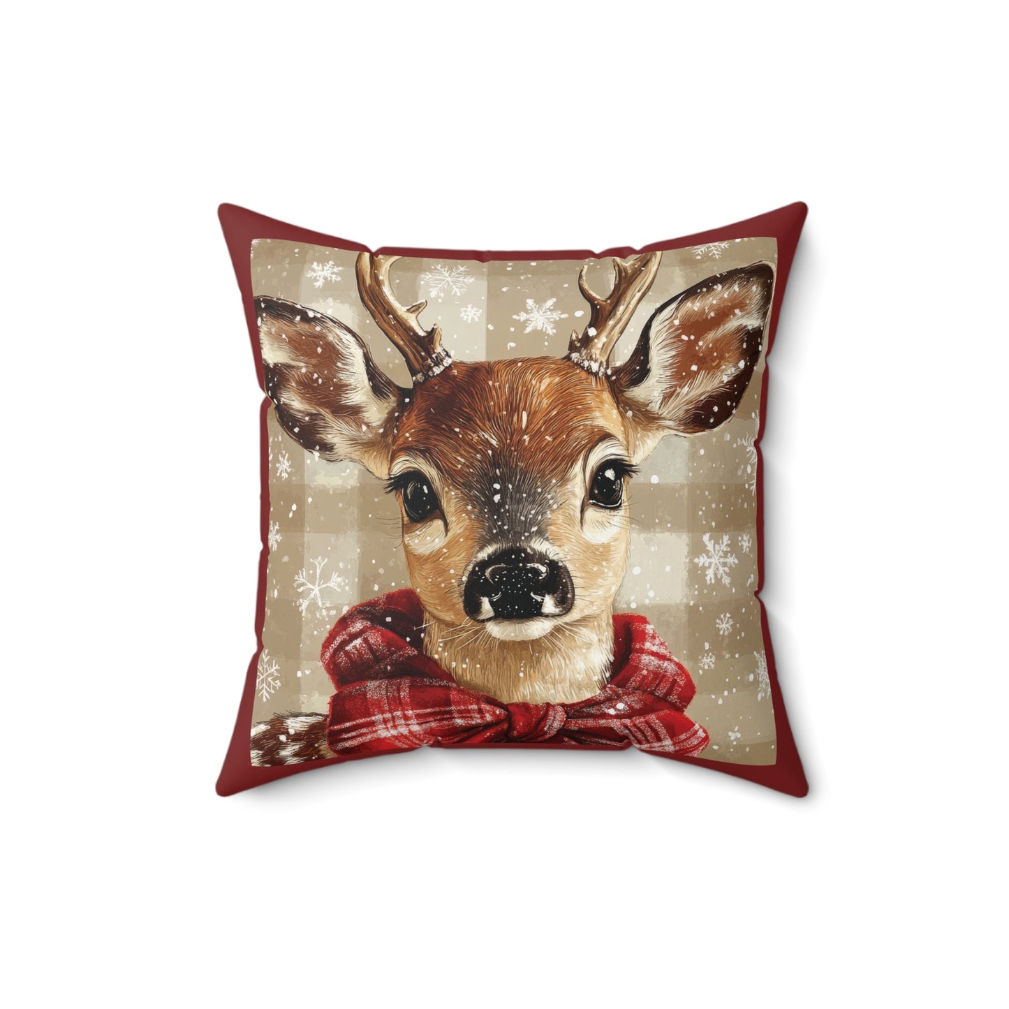 Christmas Deer | Faux Suede Square Throw Cushion - Pillowcase + Pillow Insert