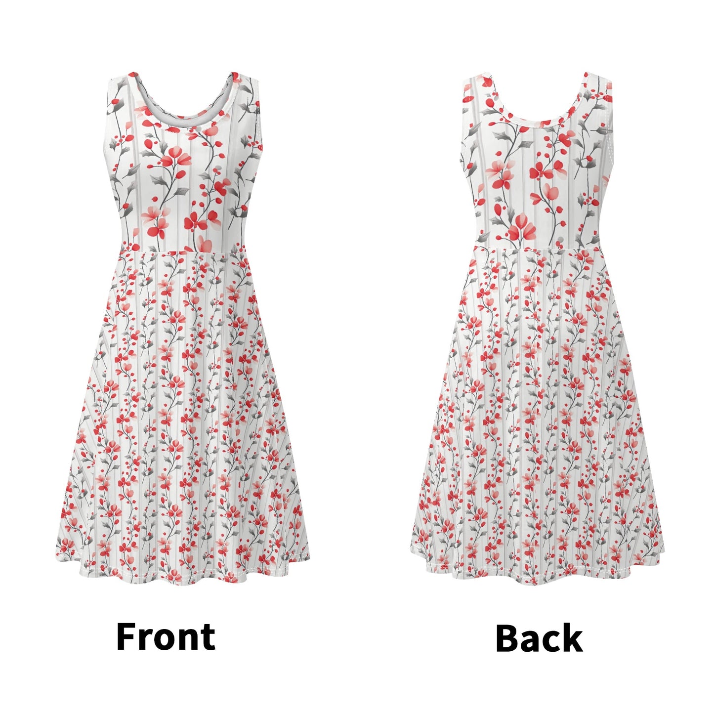 Festive Berries | Women's Tank A-Line Sundress with Pockets - Effortless Comfort & Style