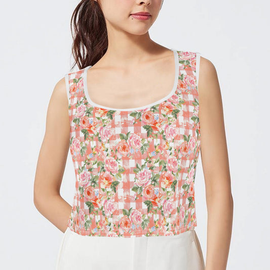 Gingham Girl Grunge Womens Summer Sleeveless Crop Tank Top – Soft, Lightweight, Versatile Fit (S-5XL)