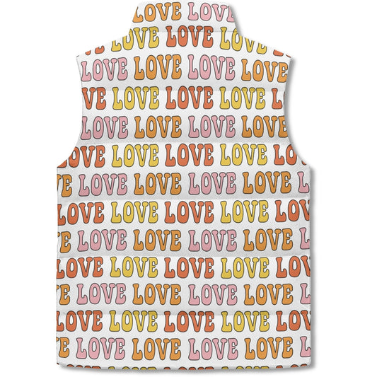 Retro LOVE Puffer Vest - Unisex, All-Weather Protection with Zip Closure