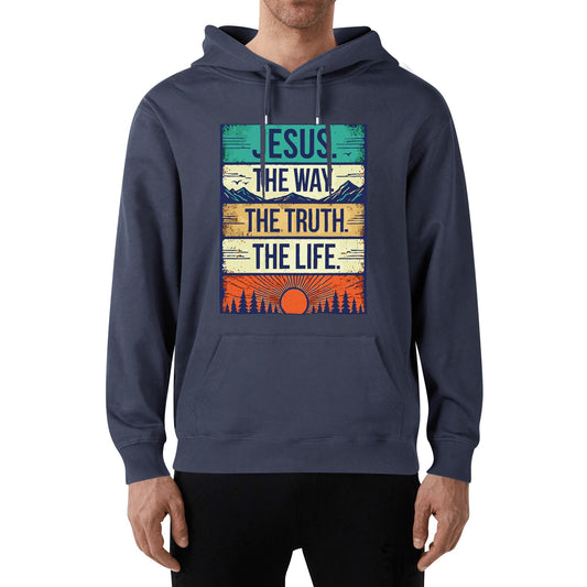 Jesus The Way The Truth The Life - Unisex 100% Soft Cotton Hoodie - Western Sunset