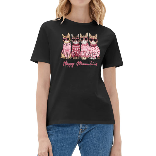 Happy Meowentine's Day - Women's 100% Soft Cotton T-Shirt