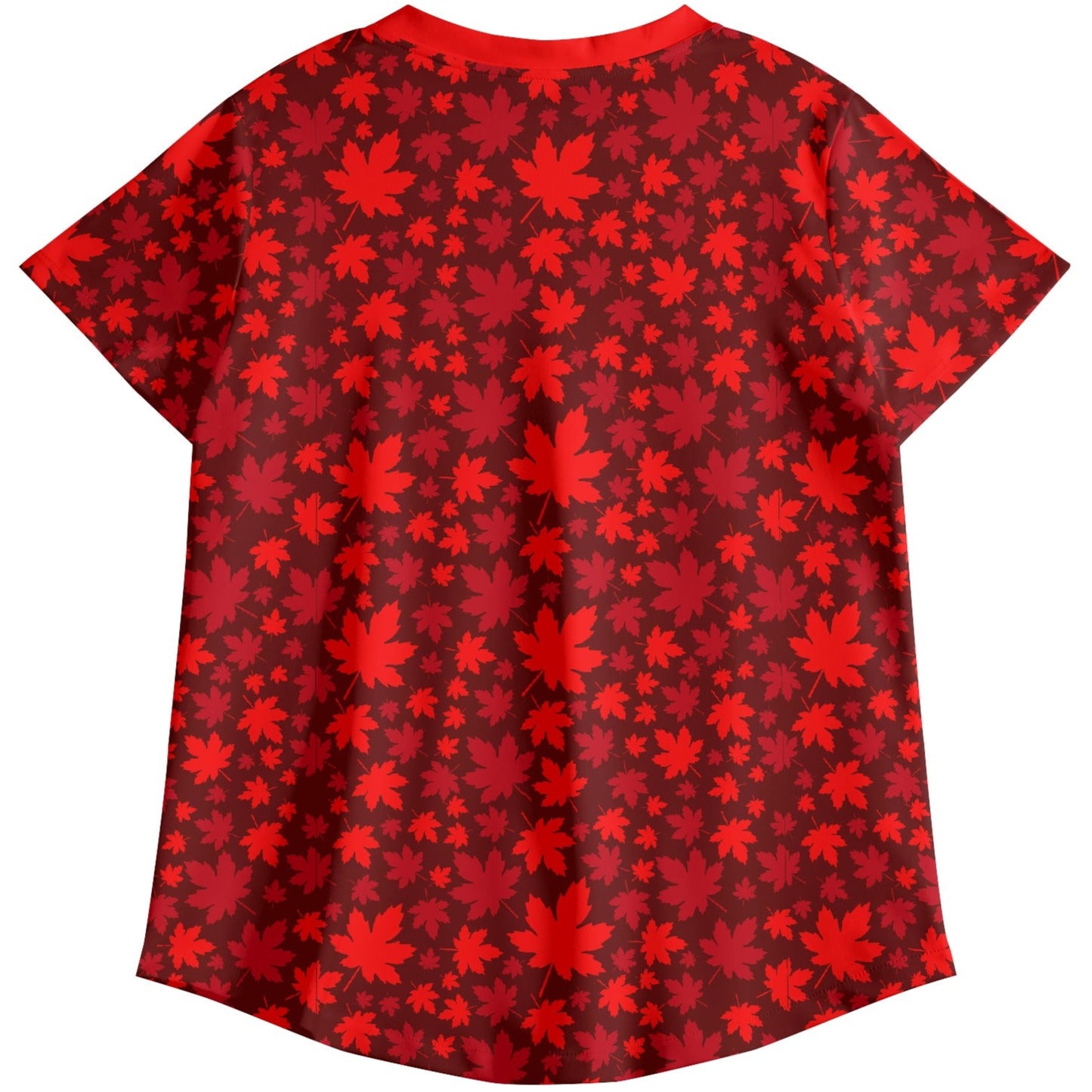 Canadian Maple Leaves - Womens Workwear Scrub Top - Breathable Poly-Cotton V-Neck with Pockets